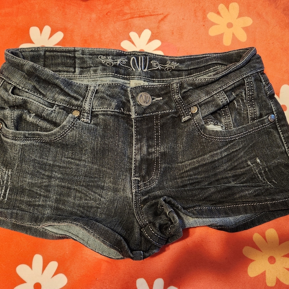 NV brand black denim shorts, size 5